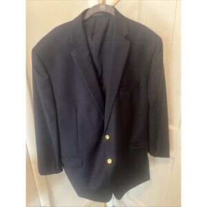 Lauren Ralph Lauren Men's Wool Navy Two Gold Button Blazer Sport Coat Size 48R